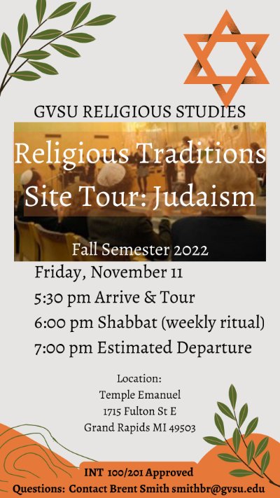 Religious Traditions Site Tour: Judaism promotional flyer